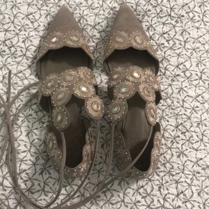 Taupe colored suede flats